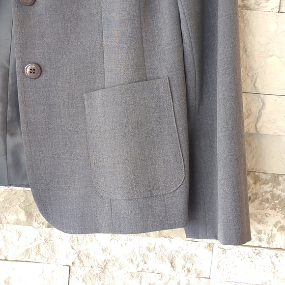 Apostrophe VTG 90s Blazer Dress Coat Sz 4 Dark Academia Classic Gray Grandpa EUC - Picture 10 of 11
